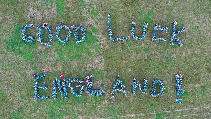 Students spell out Good Luck England